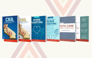 Image of all August Learning Solutions healthcare textbooks.